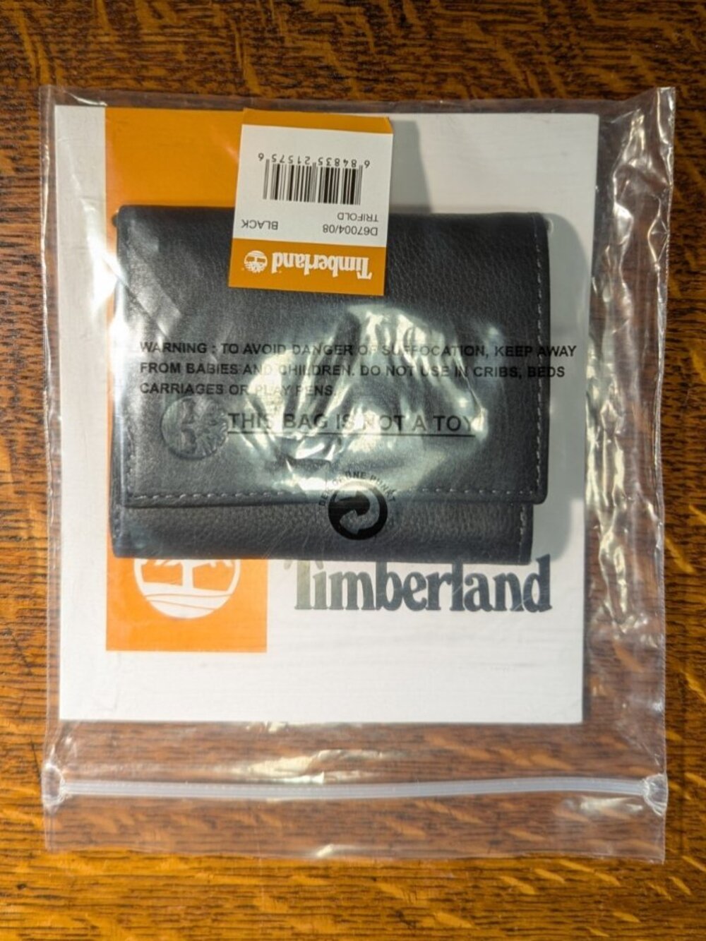Timberland Black Leather Tri-Fold Wallet New Timberland Genuine Leather Wallet
